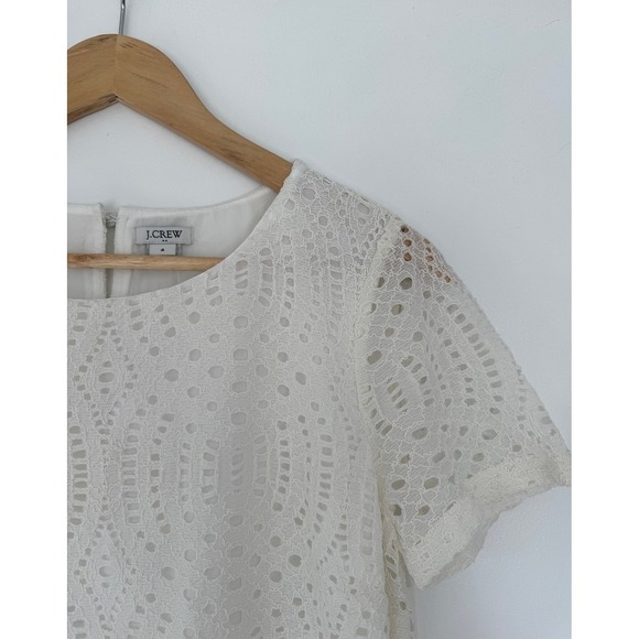 J. Crew Dresses & Skirts - White‎ Eyelet Short Sleeve Spring Dress J. Crew 4 Cottagecore Coquette Event